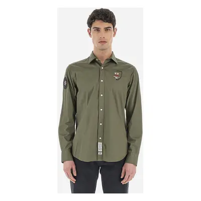 Košile la martina man shirt l/s cotton twill ivy green