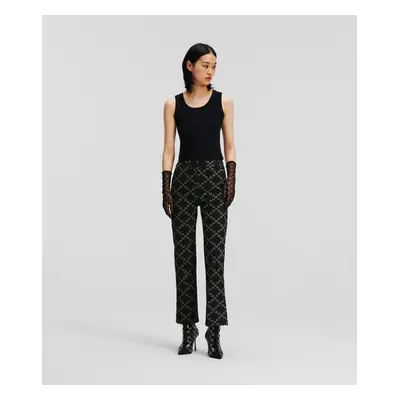 Kalhoty karl lagerfeld jacquard punto pants black/white jacquard