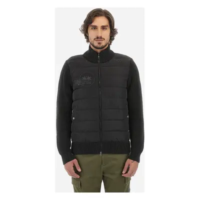 Svetr la martina man full zip tricot wool blend black