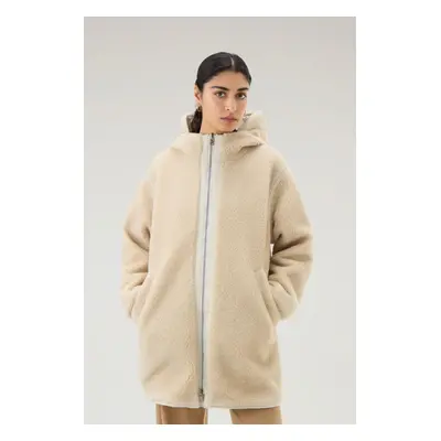 Bunda woolrich reversible teddy parka milky cream