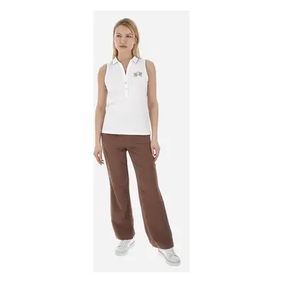 Kalhoty la martina woman wide legs pants heavy vi cocoa brown