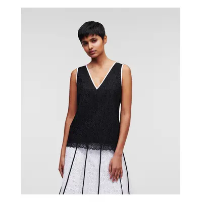 Košile karl lagerfeld kl embroidered lace top black