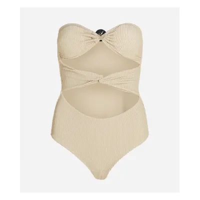 Plavky karl lagerfeld karl dna strapless swimsuit beige/gold