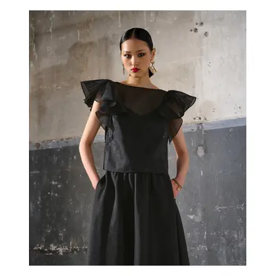 Košile karl lagerfeld ruffle top black