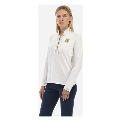 Polokošile la martina woman polo l/s piquet stretch off white