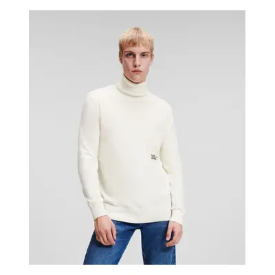 Svetr karl lagerfeld jeans klj lightweight turtleneck offwhite