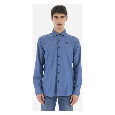 Košile la martina man shirt l/s light denim medium indigo denim