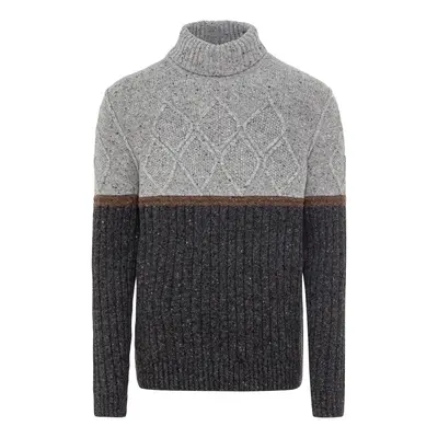 Svetr camel active knitted rollneck cold grey melange