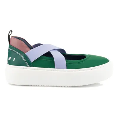 Baleríny marni tech & leather ballerina sneakers green