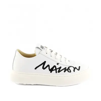 Tenisky mm6 leather sneakers maxi logo print white