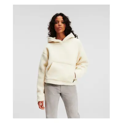 Mikina karl lagerfeld teddy cropped sweat off white