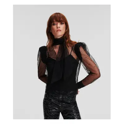 Halenka karl lagerfeld kl mesh ruffle top black