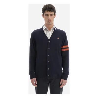 Svetr la martina man tricot cardigan wool/cashm navy