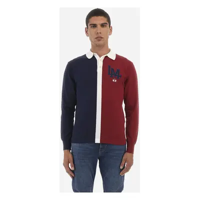 Svetr la martina man l/s polo sweater cotton navy/barbadoscherry