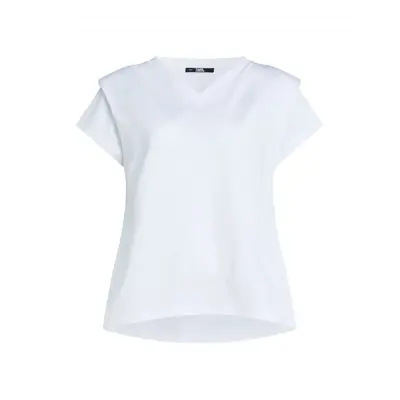 Tričko karl lagerfeld feminine v-neck t-shirt white