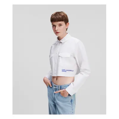 Košile karl lagerfeld jeans klj cropped logo shirt white