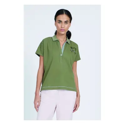 Polokošile la martina woman polo s/s piquet stretch burnt olive