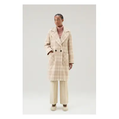 Kabát woolrich padded check coat milky cream check