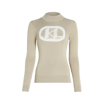 Svetr karl lagerfeld logo turtleneck hummus/white