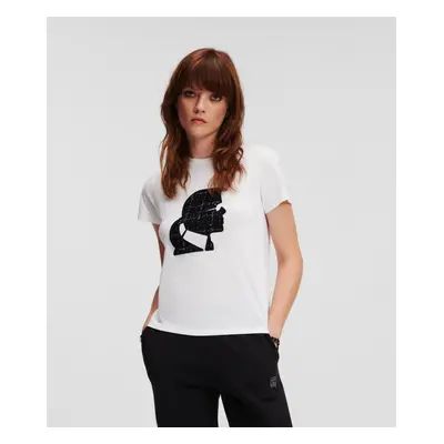 Tričko karl lagerfeld boucle profile t-shirt white