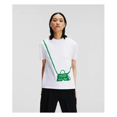 Tričko karl lagerfeld karl k cross bag t-shirt white