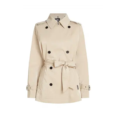 Kabát karl lagerfeld coated cotton short trench hummus