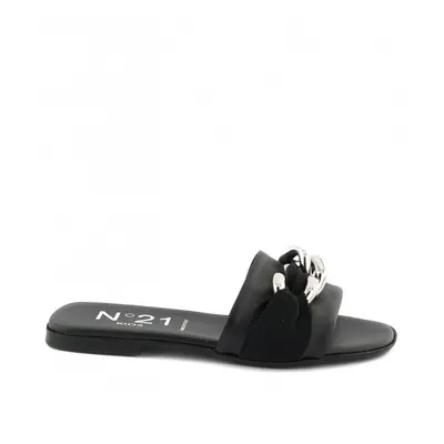 Pantofle no21 chunky chain embellished slides black