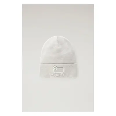 Čepice woolrich cotton wool beanie light grey melange