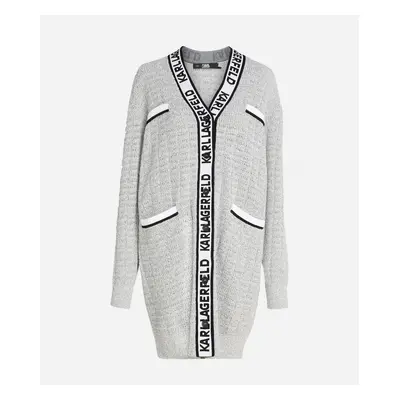 Svetr karl lagerfeld feminine boucle cardigan white/black