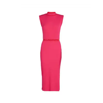 Šaty karl lagerfeld slvs high neck knit dress fuchsia