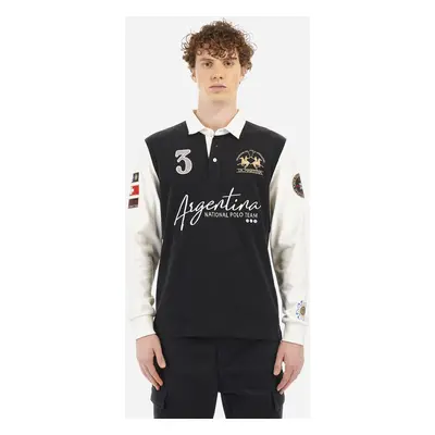 Polokošile la martina man polo l/s heavy jersey black/offwhite