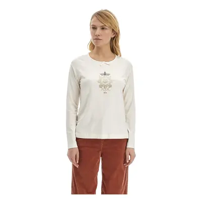 Tričko la martina woman t-shirt l/s viscose jers off white