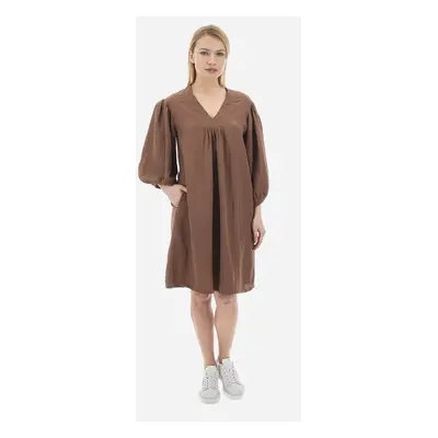 Šaty la martina woman long dress viscose linen cocoa brown