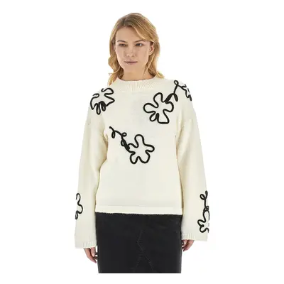 Svetr la martina woman sweater crew neck alpaca off white