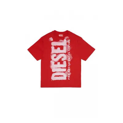 Tričko diesel tjuste16 over t-shirt carnation red