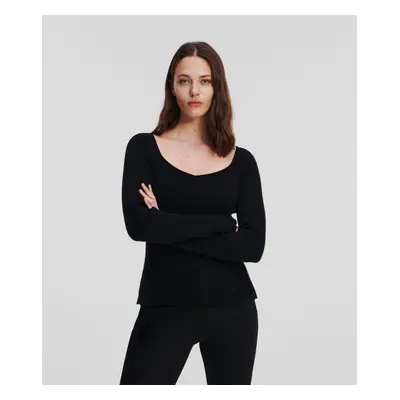 Svetr karl lagerfeld ls feminine knit top black