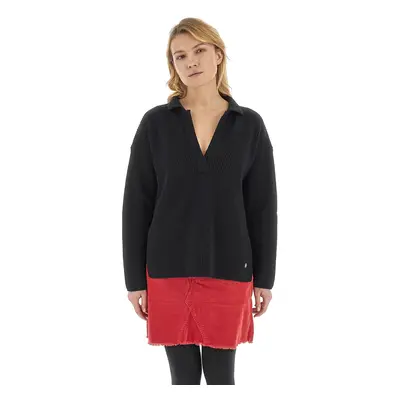 Svetr la martina woman sweater polo alpaca blen black