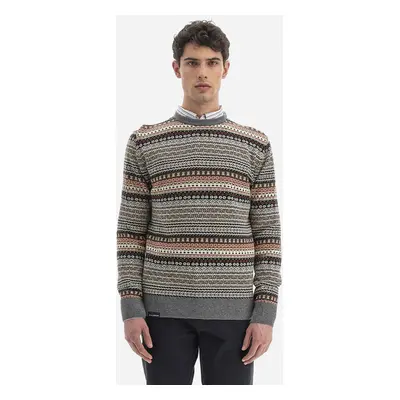 Svetr la martina man crew neck tricot jacquard grey/red ochre/white