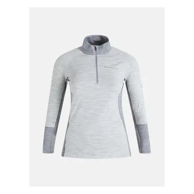 Termo prádlo peak performance w magic half zip med grey melange/blue shadow