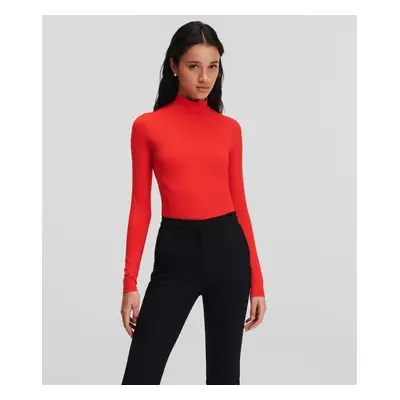 Tričko karl lagerfeld stretch lslv top fiery red