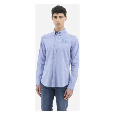 Košile la martina man shirt l/s cotton linen cornflower blue