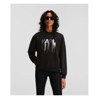 Mikina karl lagerfeld rhinestone sweatshirt black