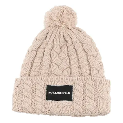 Čepice karl lagerfeld k/essential cable knit beanie humus