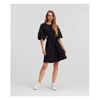 Šaty karl lagerfeld a-line puff sleeve dress black