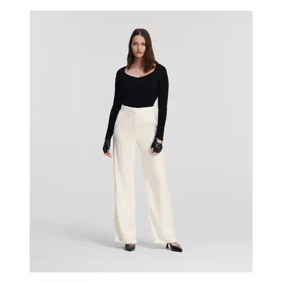 Kalhoty karl lagerfeld logo tailored pants off white