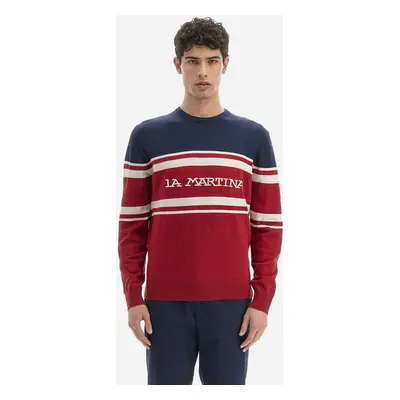 Svetr la martina man sweater crew neck lambscot barbadoscherry/navy