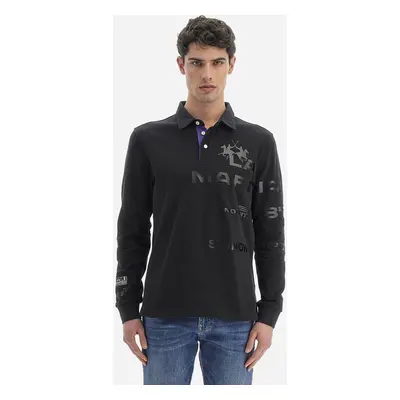 Polokošile la martina man polo l/s heavy jersey black