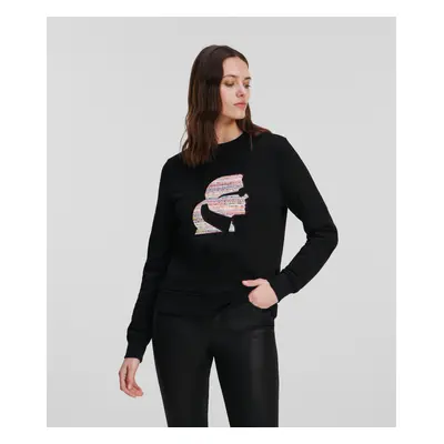 Mikina karl lagerfeld boucle profile sweatshirt black