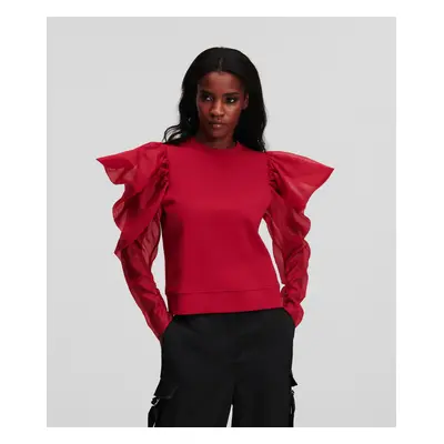 Mikina karl lagerfeld fabric mix sweatshirt chili pepper