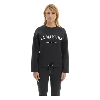 Mikina la martina woman fleece crew neck peached black